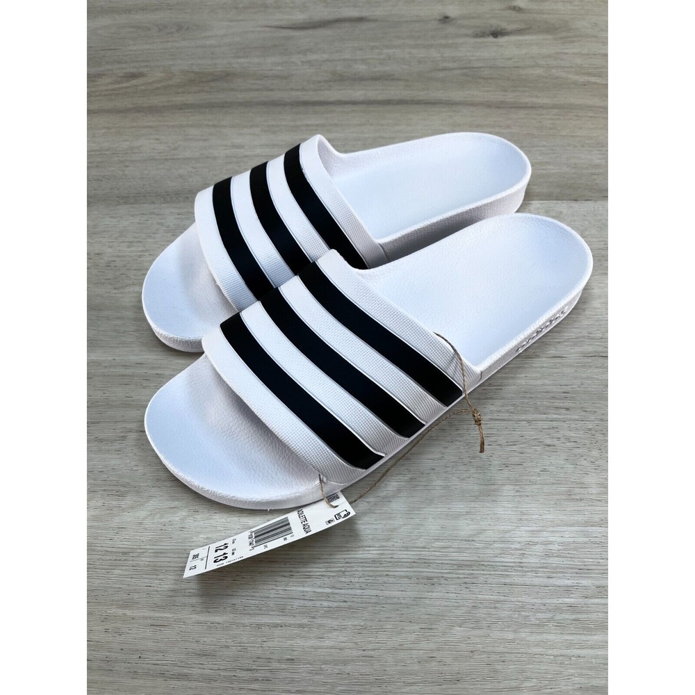 Adidas Adilette Aqua Men's Slides White Black Sandal (F35539) Unisex Size 12 NEW